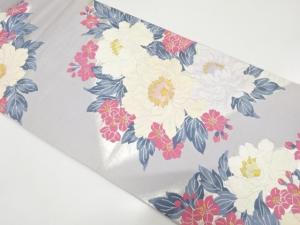 洋花模様織り出し　袋帯